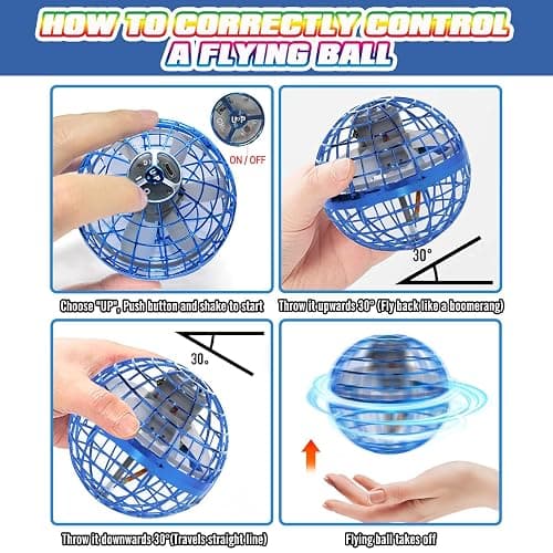 UROINT 2025 Flying Orb Ball for Kids, Magical Galaxy Hover Cosmic Space Boomerang Rotating Floating Mini Hand Drone Stocking Stuffer Xmas Toys for Girls Boys Teen Age 6 7 8 9 10+ Blue thumbnail 3