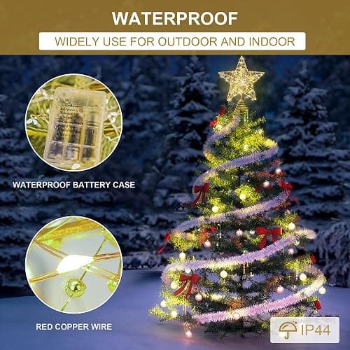 Verdenu Christmas Tree Topper, 40 Light Tree Topper Star, Christmas Tree Topper Lighted, Prolong Wire Gold Star Tree Topper with Remote Control for Christmas Decorations, Holiday, Vacation, New Year - Gold thumbnail 3