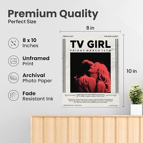 French Exit March 13 Retro Release - Tv Girl Poster - French Exit Poster - Tv Girl Room Decor for Bedroom - Trendy Wall Posters for Teen Girls - Unframed 8x10 Print - Vintage Aesthetic Music Art thumbnail 2