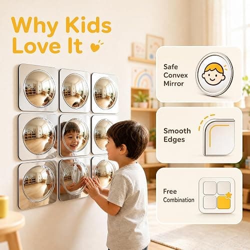 BAOGETONGLER 3-piece Sensory wall Bubble Mirrors, Acrylic Interactive Mirrors, Suitable for Kids' classrooms and Sensory Rooms, Visual and Tactile stimulating wall Decor (10 x 10 inches) thumbnail 7