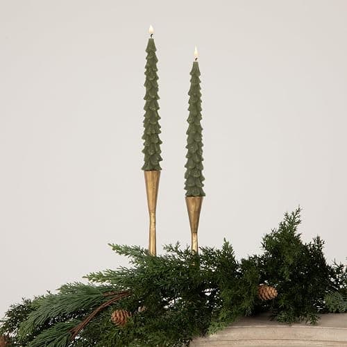 Creative Co-Op Unscented Tree Shaped Taper Candles, Evergreen, Boxed Set Of 2 thumbnail 2