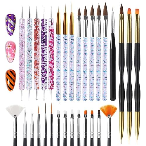 Artdone 31pcs Nail Art Brushes, Nail Art Tool Set, Dotting Tools, Dust Brush,Striping Brushes for Long Lines, Drawing Pen For Gel Polish Design supply - Image 1