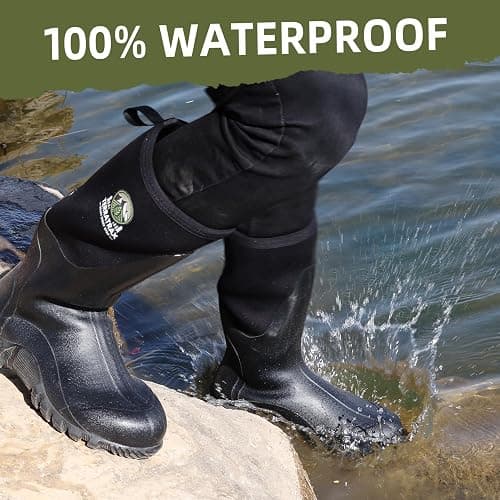 TerraTrax Men's Waterproof Rubber Muck Boots - Insulated Mid-Calf Rain & Mud Boots, Anti-Slip Neoprene Work Footwear for Farming & Yard Chores thumbnail 5