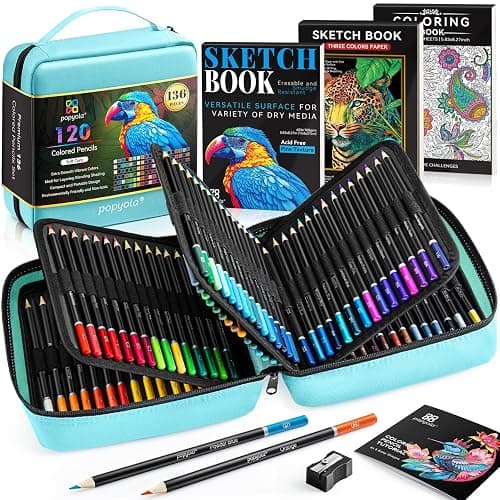 136 PCS Colored Pencils Set for Adult Coloring Books, 120 Colored Pencils with Sketchbook, Coloring Book, Sharpener, Soft Core Oil-Based Coloring Pencils for Artists Drawing Sketching Blending Shading - Image 1