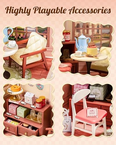 Rolife Super Creator Mini Series Tea-Break, DIY Plastic Miniature Kits Retail Store Series, Mini Model House Building Set for Teens Aged 14+, DIY Crafts/Hobbies for Adults (Honey Tea Lounge) thumbnail 6