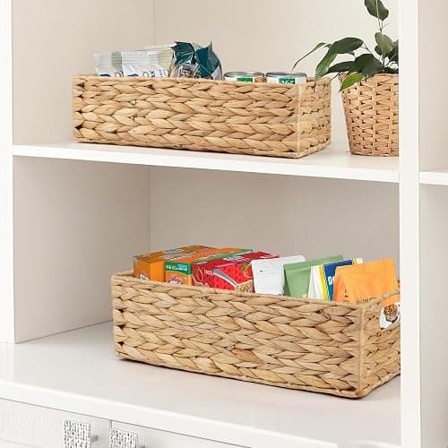 LotFancy Bathroom Basket, 2 Pack Water Hyacinth Toilet Paper Basket, Hand Woven Back of Toilet Organizer for Toilet Tank Top Countertop, Wicker Baskets for Shelves thumbnail 2