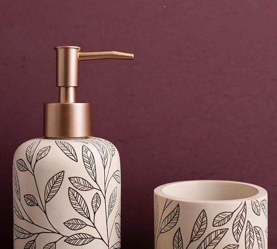 Hymmah Bathroom Accessories Set,Toothbrush Holder,Farmhouse Bathroom Decor,4 Pcs Resin Gift Set Apartment Necessities, Contain Toothbrush Cup,Soap Dispenser,Soap Dish,Tumbler thumbnail 7