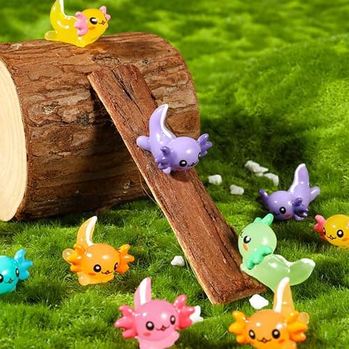 GGSTDDUP 70 Pcs Mini Resin Axolotl, Tiny Axolotl Miniature Figures Toy Mini Axolotl Charm Ornament for Fairy Garden Landscape Aquarium Birthday Christmas Party Decoration (7 Colors) thumbnail 7