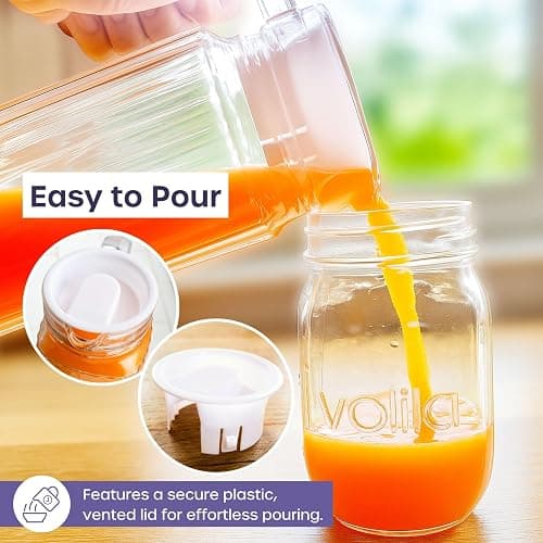 Glass Pitcher with Lid – 2 Pack 55 oz Glass Water Pitcher, Iced Tea Pitcher with Handle, Ribbed Juice Container for Fridge, Glass Beverage Container for Lemonade, Milk, Drinks thumbnail 5