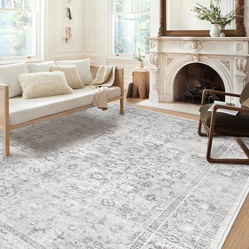LIVEBOX 10x14 Area Rugs, Extra Large Grey Area Rug for Living Room Boho Soft Non-Slip Rug, Low Pile Non-Shedding Indoor Carpet for Dining Room Bedroom High Traffic Areas - Image 1