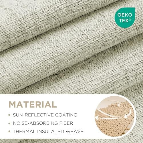 Joydeco Blackout Curtains for Bedroom - 84 Inch Long 100% Light Blocking 2 Panels Light Beige Drapes, Thermal Insulated Room Darkening Curtains, Linen Textured for Living Room, Rod Pocket & Back Tabs thumbnail 2
