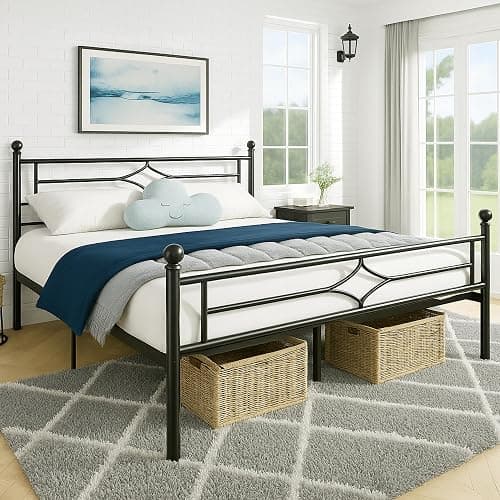 Susalt Metal Bed Frame Queen Size - 14 Inch Platform Bed Frame with Headboard/Heavy Duty Sturdy Mattress Foundation/No Box Spring Needed/Easy Assembly, Black, Queen thumbnail 9