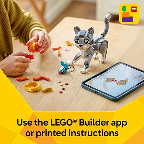 LEGO Creator 3 in 1 Playful Cat Toy - Building Toy with 3 Building Options, Cat, Dog, or Pigeon - Animal Figures for Kids, Girls and Boys, Ages 8+ - Gift Idea for Birthday - 31163 thumbnail 8
