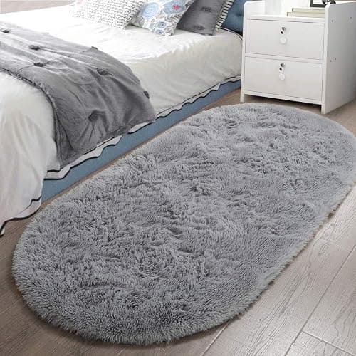 LOCHAS Ultra Soft Children Rugs Room Mat Modern Shaggy Area Rugs Home Decor 2.6' x 5.3', Grey - Image 1