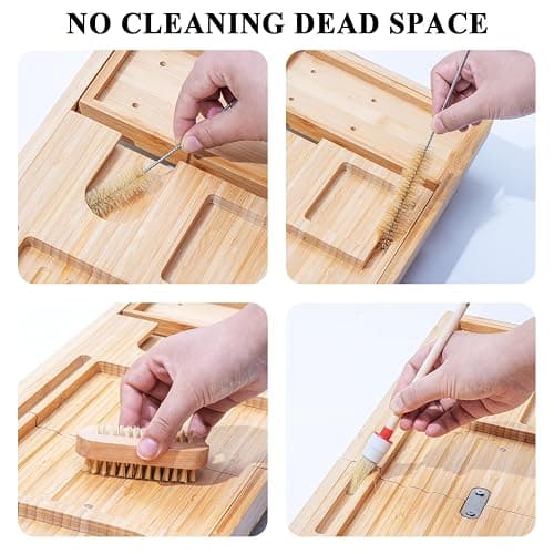 AUTODECO Bathtub Caddy Tray, Bamboo Bathtub Tray, Expandable Bath Tray with Bamboo Book Stand, Soap Tray, Perfect for Home Spa, Natural Colour - Natural thumbnail 7