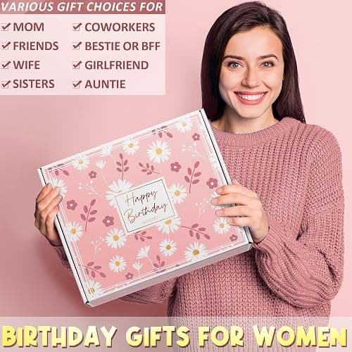 Birthday Gifts for Women Friendship, Unique Happy Birthday Gifts Basket for Mom Her Best Friend Sister Wife Girlfriend Coworker, Luxury Self Care Box Rose Relaxing Spa Gifts Set for Women with Blanket thumbnail 3