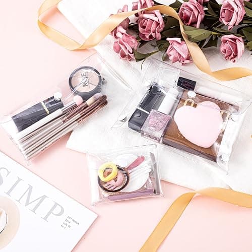 HINZIC 3 Pack Transparent Cosmetic Bags, Different Size Portable Waterproof PVC Makeup Cases Organizers Pouch Carrying Accessories for Lipstick Facial Cleanser Shampoo Storage- Small & Medium & Large thumbnail 7
