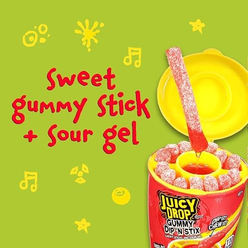 Juicy Drop Gummy Dip 'N Stix Assorted Halloween Candy Variety Pack, Sweet Gummy Sticks W/ Sour Dipping Gel, 8Ct, Sour Candy Pack for Party Favors, Trick or Treat, Halloween Bowls, Kids Gifts thumbnail 5