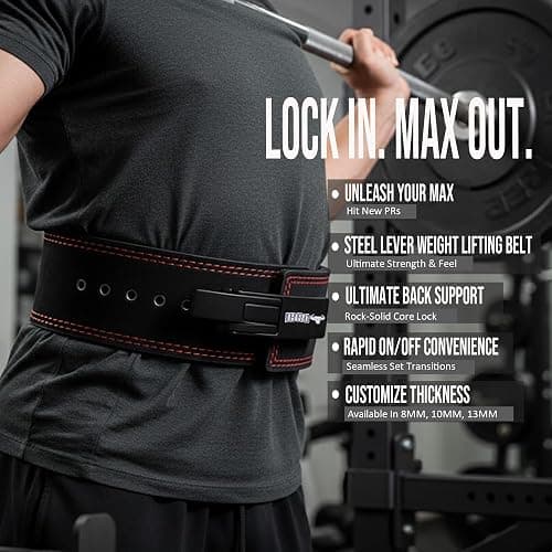 IBRO Powerlifting Lever Gym Belt – Power 8MM, 10MM or 13MM Extreme Heavy Duty Genuine Leather Belts - Squats Deadlifts Bodybuilding Weight Lifting IPF Power Lifting Strongman for Men thumbnail 3