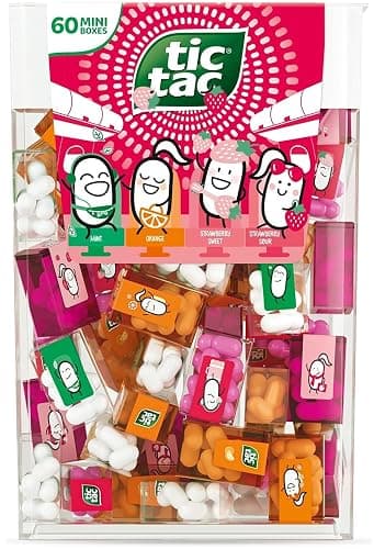 Bulk Travels Mini Packs candy Individual Assorted Flavor Candies Packets Large Spender Box (60 Mini Packs - Strawberry Sweet Strawberry Sour Mint Orange) - Image 1