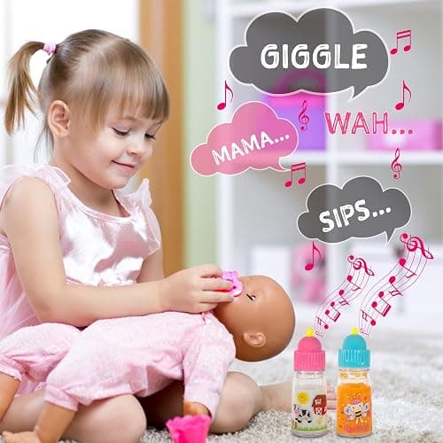 My Sweet Baby® Magic Doll Feeding Disappearing Bottles with Sounds Set – Sound Sips, Says “Mama”, Giggle + Pacifier Clip – Pretend Play Baby Toy Accessories Toy Accessories for Dolls thumbnail 7