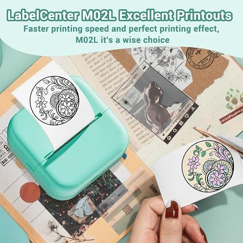 Stampante Fotografica Portatile,Mini Stampante Portatile, stampante Termica M02L,Compatible con iOS & Android.Imprime Fotos, Listas de Tareas,Tarjetas de Felicitación o Contenidos Educativos,3 Rollos thumbnail 2