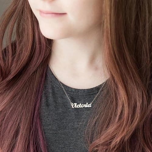 Ursteel Custom Name Necklace Personalized, 14K Gold Plated Personalized Name Necklace Dainty Name Plate Necklace Jewelry Personalized Gifts for Women thumbnail 3