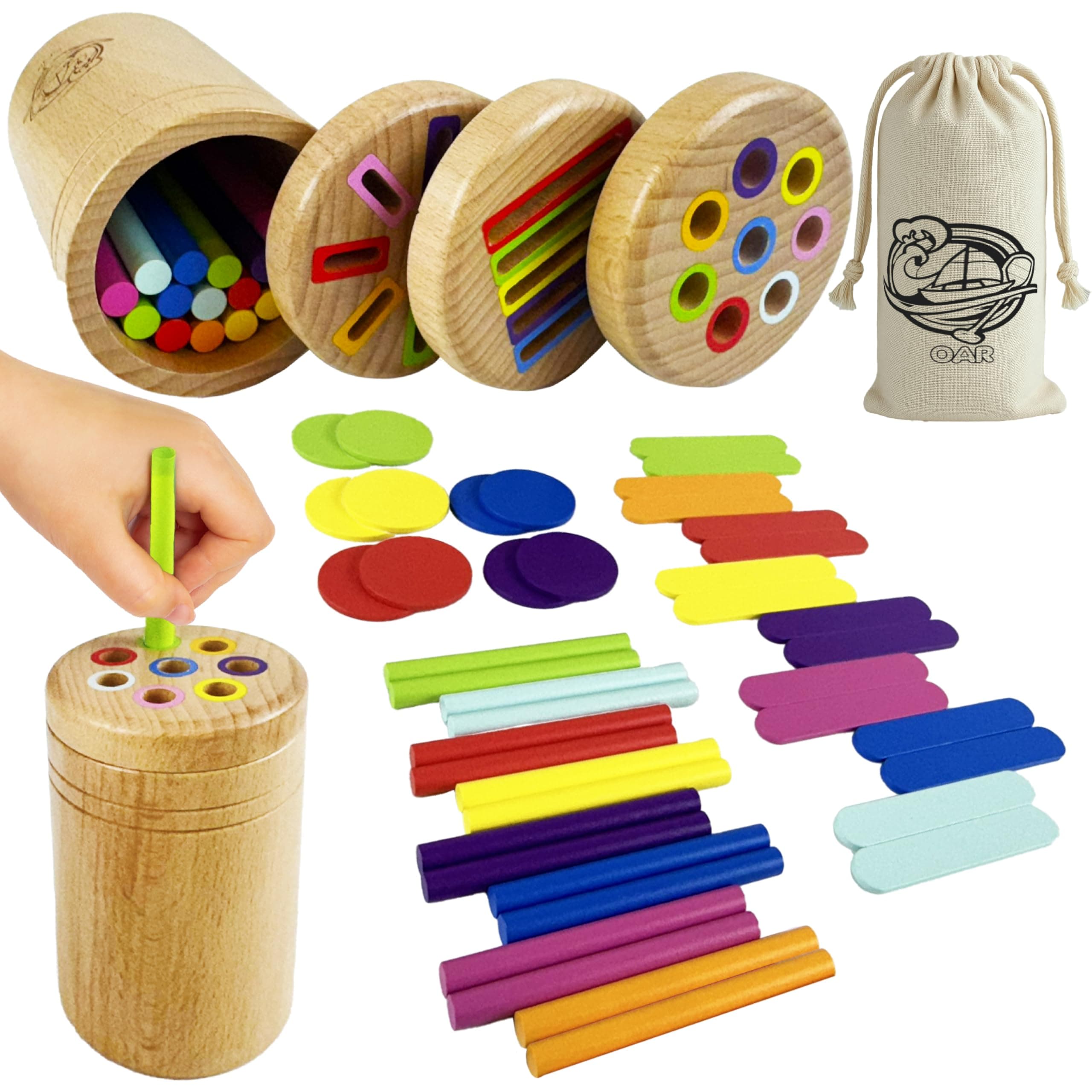 OAR Montessori Toys for Toddlers | 3 in 1 Color Sorting, Coin Drop, Sensory Learning 