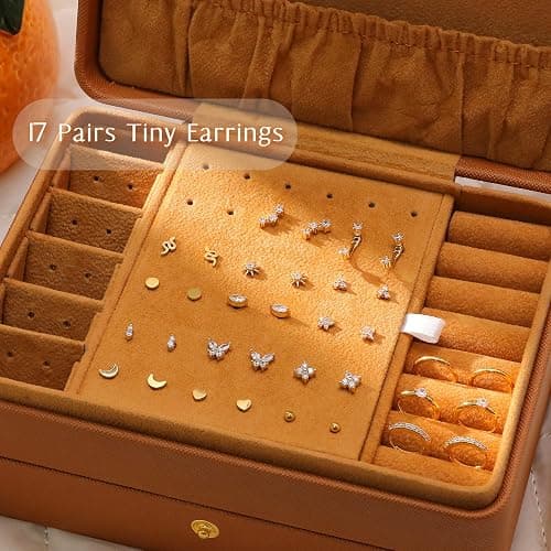 KRFY Flat Back Stud Earrings - 17 Pairs Surgical Steel Stud Earrings For Women Hypoallergenic Hoop Earrings Tiny Screw Back Cartilage Earring Set For Multiple Piercing thumbnail 4