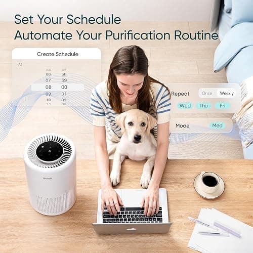 LEVOIT Air Purifier for Home Bedroom Dorm Room, Smart & Voice Control, AHAM Verifide, 3-in-1 Filter With HEPA Sleep Mode, for Pollen, Pollutants, Smoke, Dander, Dust, Core 200S-P, White thumbnail 2