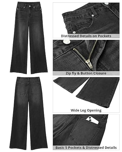 GRAPENT Wide Leg Jeans for Women Trendy High Waisted Stretchy Denim Pants 90s Baggy Jeans Trouser Jeans with Pockets thumbnail 6
