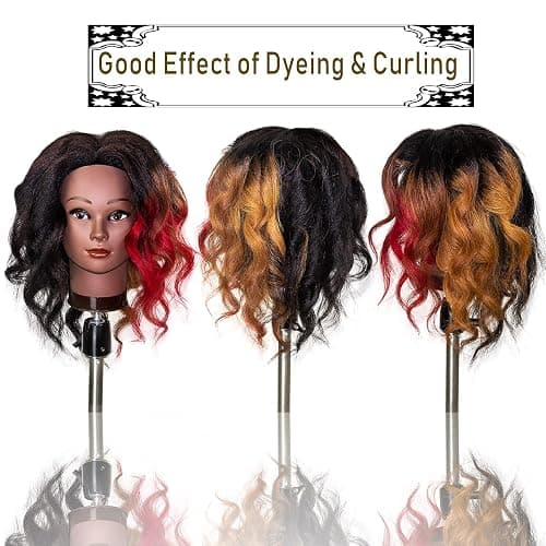 MILLYSHINE Mannequin Head With Human Hair,16",Braiding Styling Doll Head,Beauty School Manikin Head,Curling Dyeing Hairdresser Practice Training Head thumbnail 3