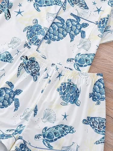 Verdusa Pajamas For Women Set 2 Piece Summer Pajama Sets Cute Pjs Lounge Matching Button Shirt with Shorts thumbnail 6