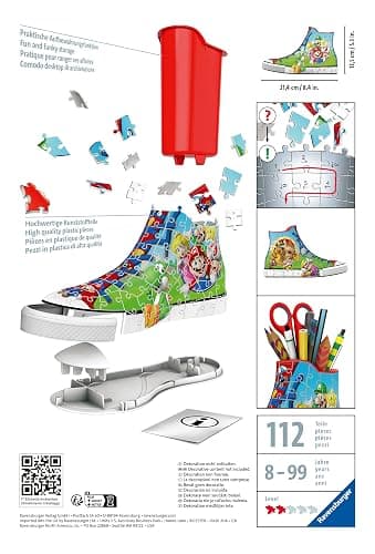 Ravensburger - Super Mario Sneaker - 3D Jigsaw Puzzle - Build a Full-Size Sneaker with Classic Mario Artwork - 108 Sturdy Plastic Pieces - Premium Quality - Display or Use as Storage thumbnail 8