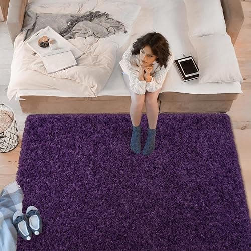 Softlife Rugs for Bedroom 4x5.3 Feet Purple Area Rug for Living Room Super Soft Shaggy Rugs for Dorm Fluffy Fuzzy Carpets Long Plush Bedside Rug Nursery Girls Boys Kids Room Home Christmas Decoration thumbnail 3