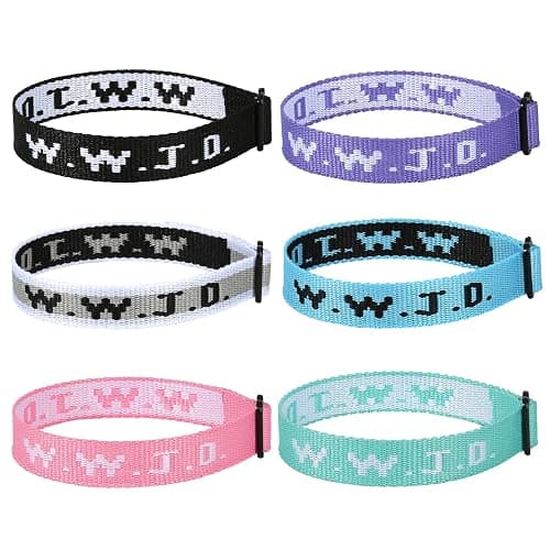 Meajjew 6PCS WWJD Christian Bracelet for Women Men, Christian Jesus Gifts Adjustable Wristbands Pack, WWJD Bracelets Bulk - What Would Jesus Do Bracelet - Image 1