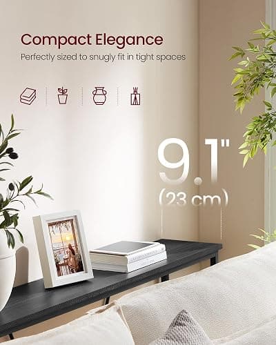 VASAGLE Console Sofa Table, Narrow Entryway Table, for Living Room, Bedroom, Easy Assembly, Charcoal Gray and Ink Black ULNT020B04 thumbnail 4