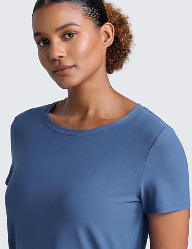 CRZ YOGA Cloudweight Workout Tops for Women Lightweight Athletic Short Sleeve Shirts Gym Running Side Slit T-Shirts thumbnail 3