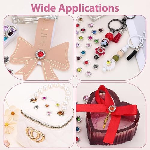 100 Pcs 12MM Sew on Rhinestones Mixed Colors Crystal Glass Metal Base Flower Shape，Flatback Rhinestones for Crafting，Sewing Accessories for Clothes and Shoes thumbnail 5