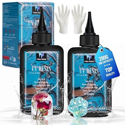 VIDA ROSA 200G UV-Harz Upgrade-Set mit hoher Glanz, hoher Härte und schnelldurchtrocknendem Epoxidharz, geeignet für Beschichtung, Gießen, Armbänder, Schmuckherstellung und DIY-Kunsthandwerk. - Image 1