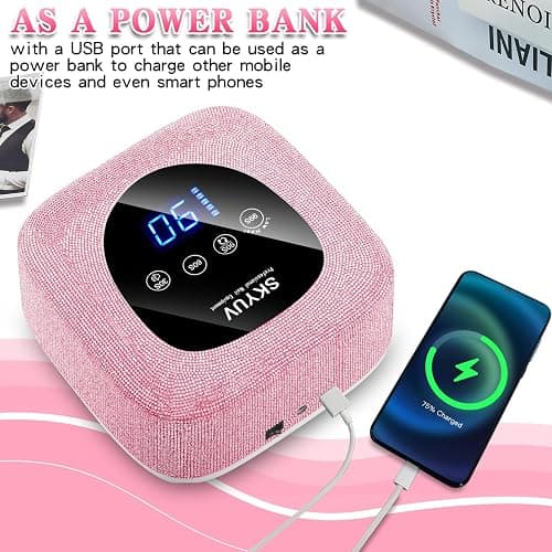 Rechargeable UV LED Nail Lamp, SKYUV Cordless Nail Dryer for Gel Polish, UV Nail Lamp with 4 Timers Setting and LED Touch Screen, Professional Curing Lamp Light with 30 Beads for Salon and Home (Pink) thumbnail 3