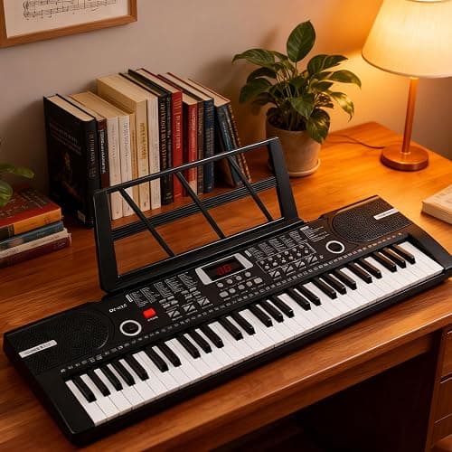 61 Key Keyboard Piano, Portable Electronic Keyboard Piano for Beginners with Speakers, Microphone, Sheet Music Stand, 100 Voices, 100 Rhythms, Digital Music Keyboard for Teen - 1 thumbnail 7