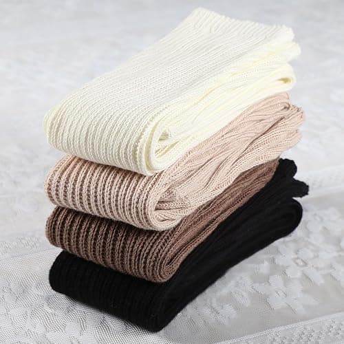 COZYOFFI Womens Slouch Long Socks: 4 Pairs Boot Socks Pairs with Sneakers - Knit Ribbed Fabric thumbnail 5