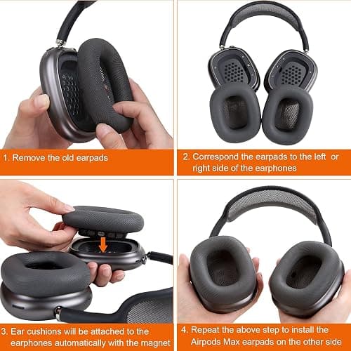 Earrock Ear Cushions Replacement for AirPods Max Headphones,Protein Leather Covered Earpads with Memory Foam and Magnet (Space Gray) thumbnail 8