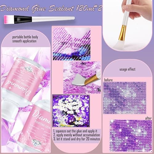 NLXCXUCY 158pcs Diamond Art Accessories Kit All-Inclusive Diamond Painting Tool Set with A4 Diamond Painting Light Pad,Diamond Art Sealer Glue,Diamond Correction,Pens Storage Box for DIY Craft thumbnail 4