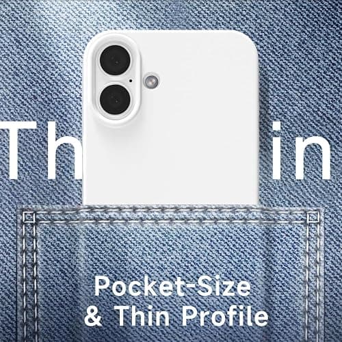 LoeoeL for iPhone 16 Plus Phone Case Liquid Silicone, Cute Girly Thin Ultra Slim Jelly Soft Rubber Gel Plustective Glossy Hard Plastic Case, Plain Solid Color Cover for Women Girl, White thumbnail 7