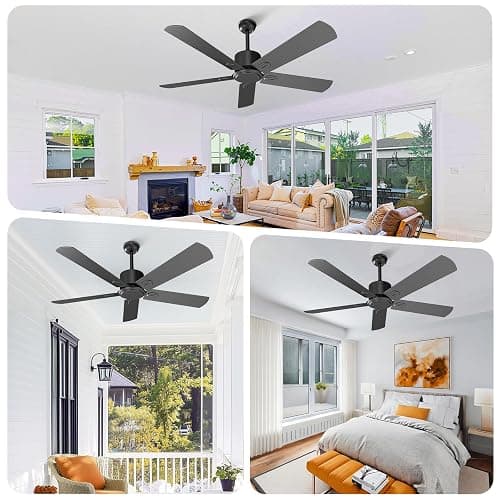 Obabala Black Ceiling Fan No Light, 52 in Outdoor Low Profile Ceiling Fans with Remote Control without Light, 5 Blades, 6 Speed Reversible DC Motor Modern for Patios, Garage, Bedroom, Porch thumbnail 5