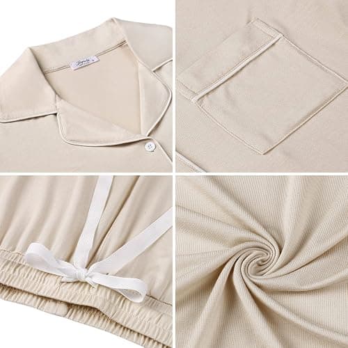 Cherrydew Women Bamboo Viscose Super Soft Comfy Summer Cooling Short Sleeve Button Down Pajama Shorts Set S-XXL thumbnail 5