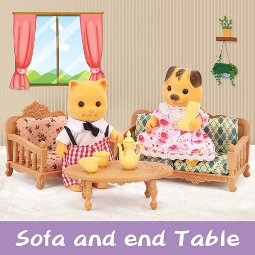 Dollhouse Furniture Set for Kids Toys Miniature Doll House Accessories Pretend Play Toys for Boys Girls & Toddlers Age 3+ with Living Room, Sofa, TV... thumbnail 5