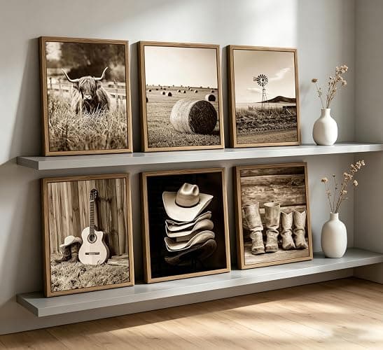 INADIKEIN 6PCS Vintage Western Cowboy Wall Art, Highland Cattle Rustic Farmhouse Canvas, 8x10 Inch Unframed, for Bedroom Kitchen Rustic Western Decor thumbnail 8